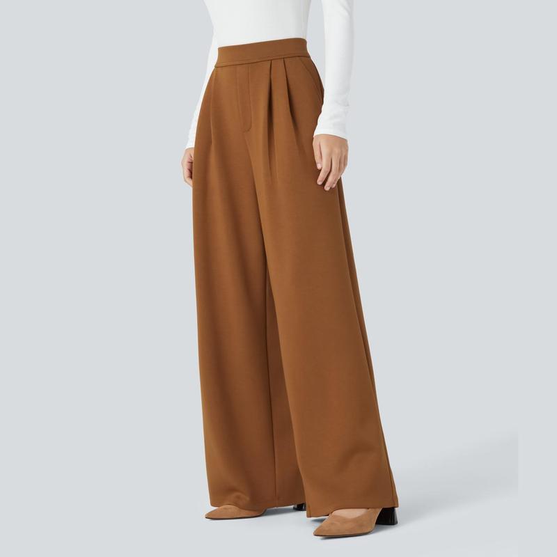 Halara High Waisted Plicated Side Pocket Wide Leg Work Pants