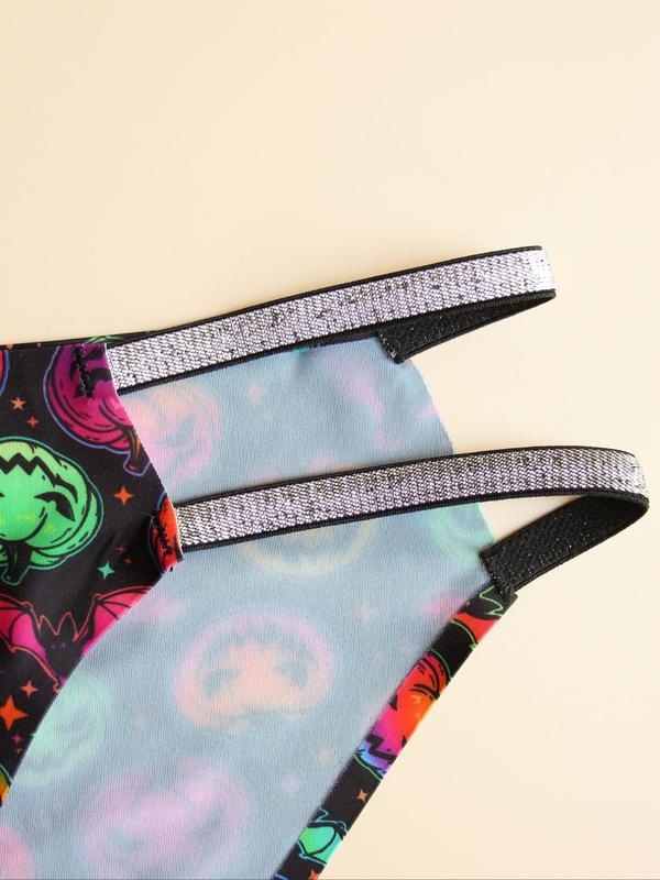 Women's Cartoon Cut Out Panty, Soft Comfy Breathable Glitter Halloween Tape Knicker for Daily Wear, Underwear for All Seasons