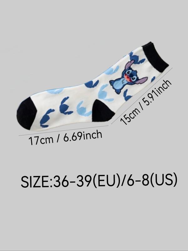 Random Cartoon Print Crew Socks, Cute Comfy Breathable Mid Tube Socks for Women & Men, Stylish Socks for Daily Wear