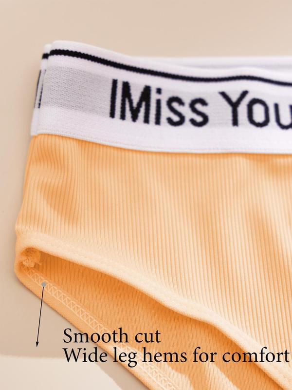 Plus Size Letter Tape Panty, Casual Comfy Breathable Knicker for Daily Wear, Women's Underwear for All Seasons