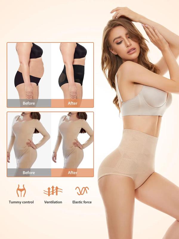 Women's High Waist Shapewear Panty, Solid Tummy Control Shapewear Clothing, High Stretch Seamless Shapewear Bottoms for Daily Wear, Fall Wear, Fallfreshness
