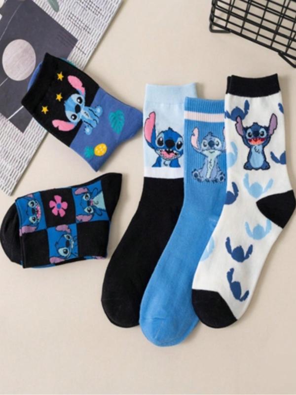 Random Cartoon Print Crew Socks, Cute Comfy Breathable Mid Tube Socks for Women & Men, Stylish Socks for Daily Wear
