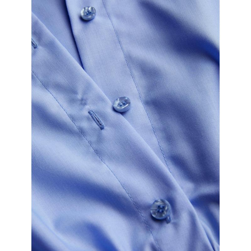 [8 colors, size 0-26] Collar Solid Button Long Sleeve Blouse