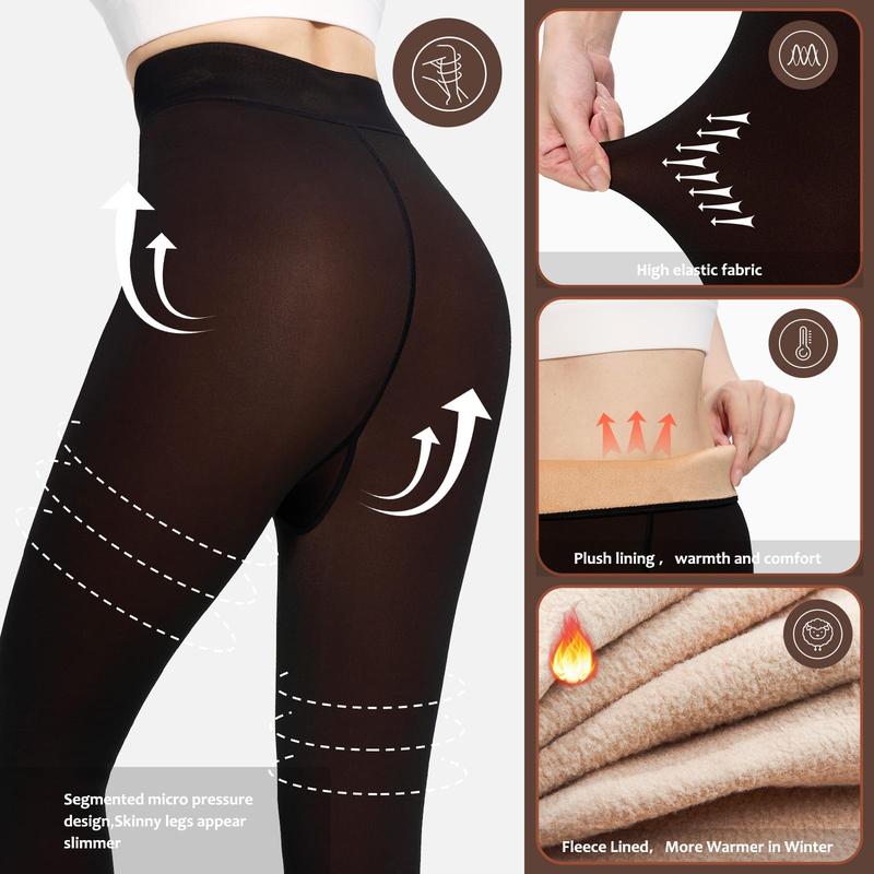 THE ORIGINAL!  •MAGIC FLEECE LINED LEGGINGS • CLOSED FOOT (LOOKS LIKE PANTYHOSE) Winter Comfort Fleece Tights Available in Plus Size and Brown Fur