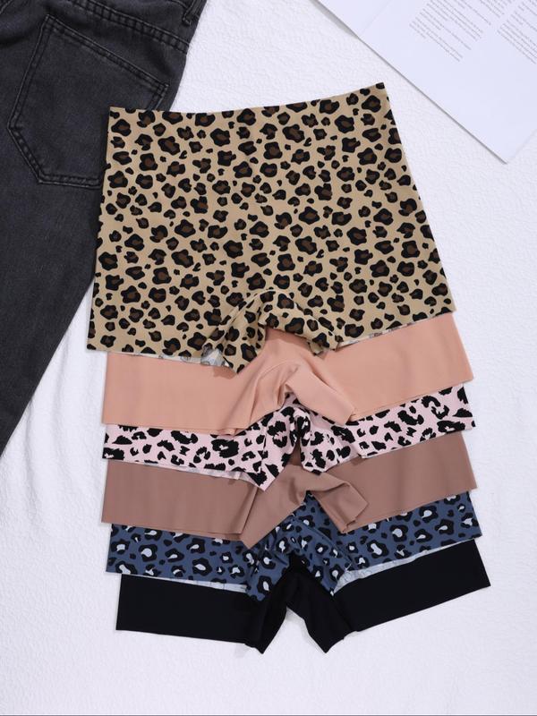 Women's Leopard Print Boyshorts, Soft Comfy Breathable Seamless Panty for Daily Wear, Underwear for All Seasons