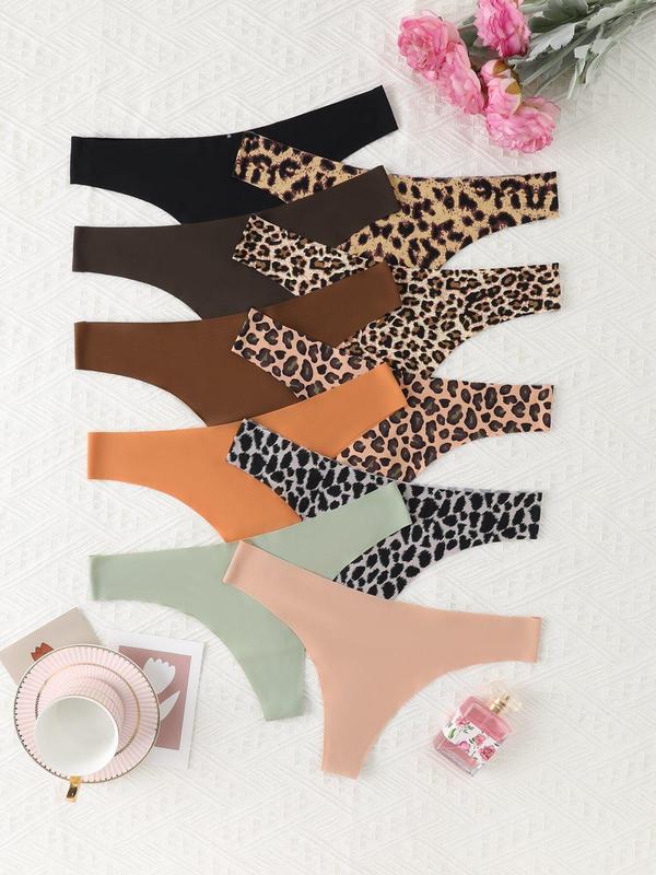 Women's Leopard Print Thong, Soft Comfy Breathable Seamless Panty for Daily Wear,  Panties for Women, Underwear for Women, Back To School Gifts, Ladies Underwear for All Seasons