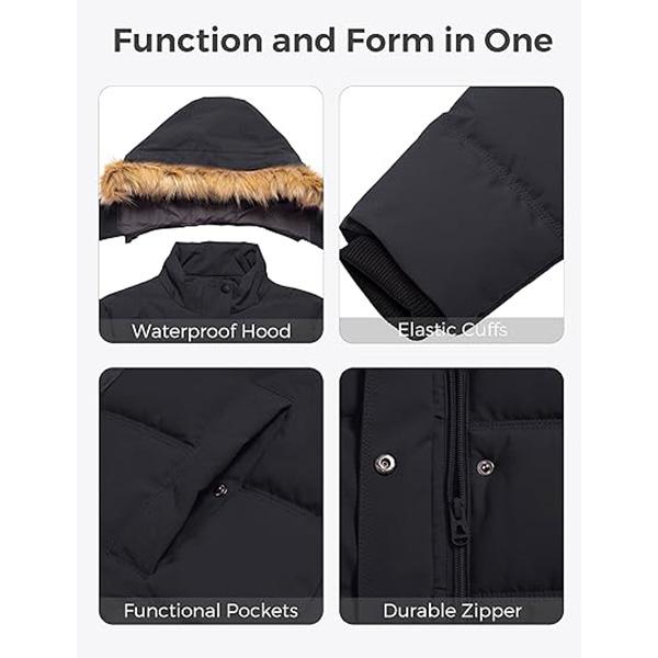 Women's Plus Size Winter Coat Quilted Thicken Puffer Jacket with Removable Hood  Womenswear Tops Casual Outerwear  Lady warm  Longsleeves Comfort