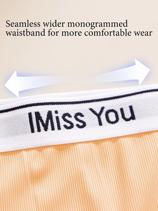 Plus Size Letter Tape Panty, Casual Comfy Breathable Knicker for Daily Wear, Women's Underwear for All Seasons
