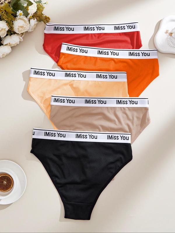 Plus Size Letter Tape Panty, Casual Comfy Breathable Knicker for Daily Wear, Women's Underwear for All Seasons