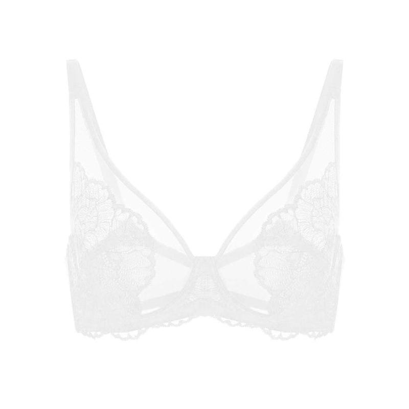 HSIA Blossom Floral Soft Lace Unlined Plus Size Minimizer Mesh Non-padded Full Coverage Underwire Bra Spandex