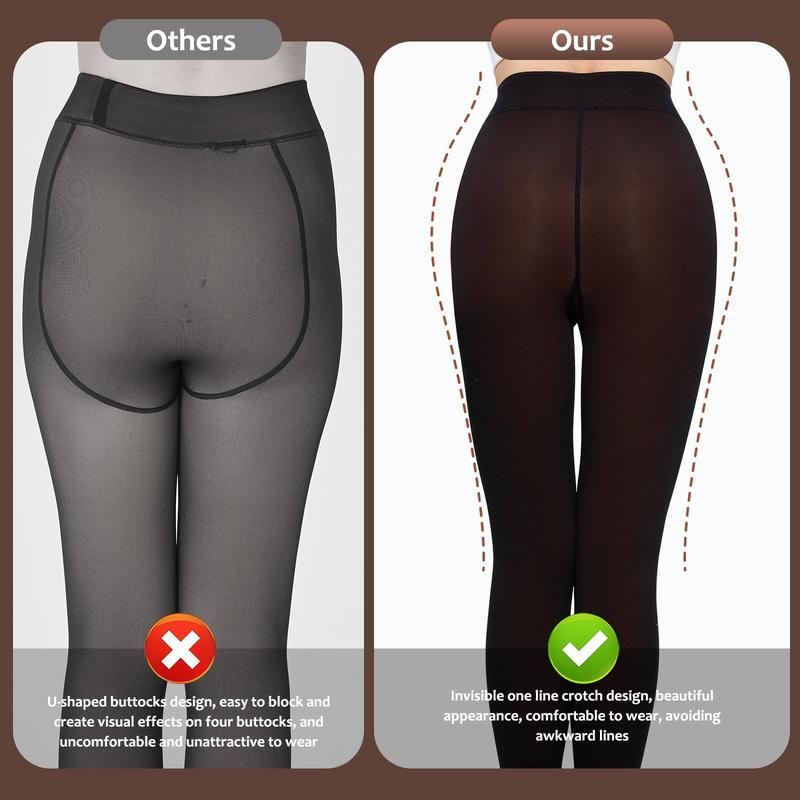 THE ORIGINAL!  •MAGIC FLEECE LINED LEGGINGS • CLOSED FOOT (LOOKS LIKE PANTYHOSE) Winter Comfort Fleece Tights Available in Plus Size and Brown Fur