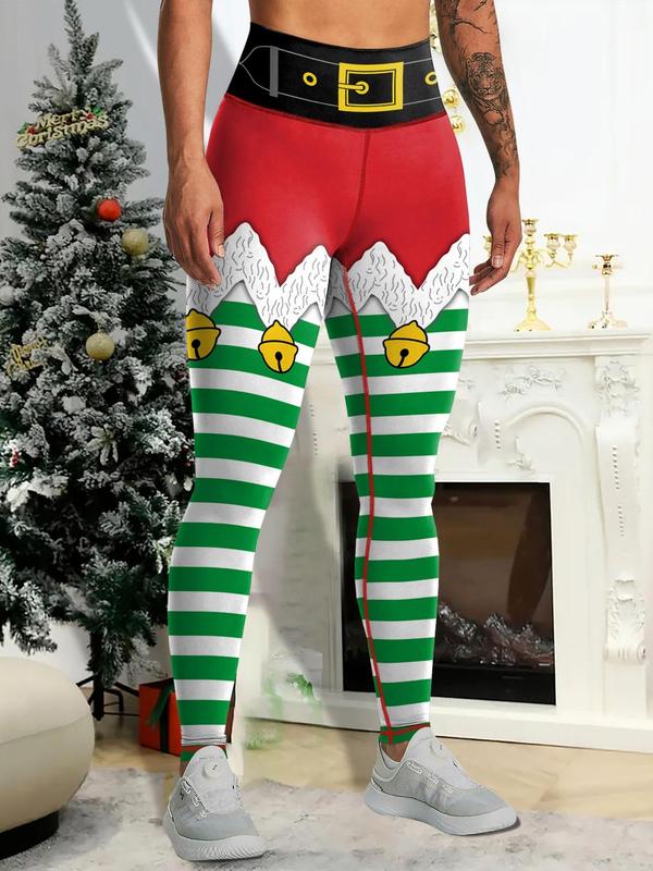 Women's Christmas Tree Print High Waist Leggings, Casual Comfy Breathable Skinny Pants for Daily Wear, Ladies Bottoms for All Seasons