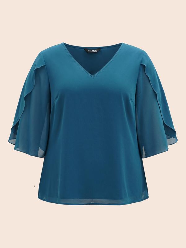 BloomChic Chiffon Gathered Petal Sleeve Blouse