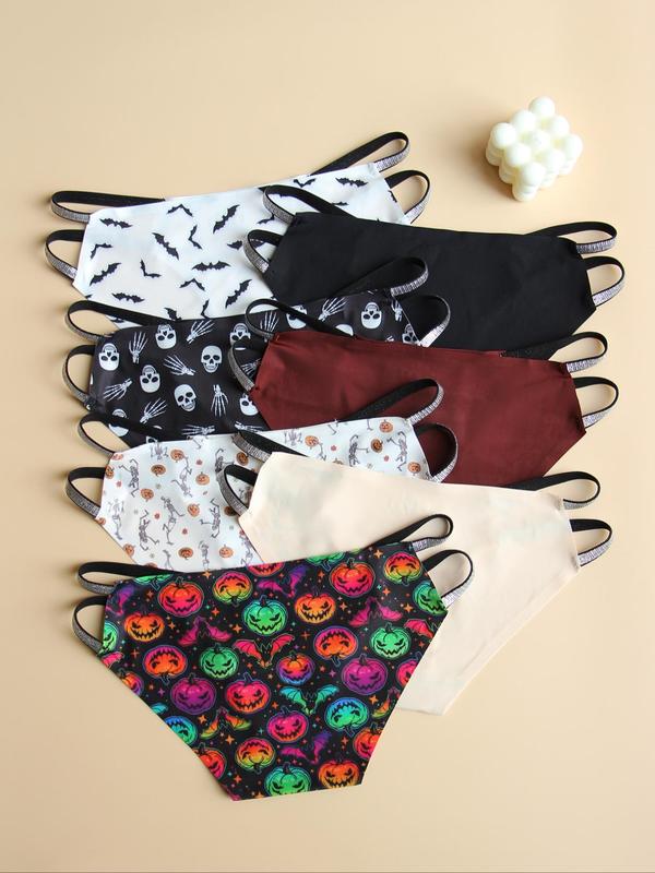 Women's Cartoon Cut Out Panty, Soft Comfy Breathable Glitter Halloween Tape Knicker for Daily Wear, Underwear for All Seasons