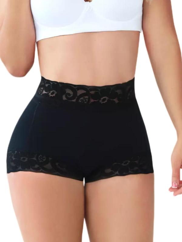 Women's Contrast Lace High Waist Shapewear Shorts, Tummy Control Butt Lifting Shapewear Bottoms, Ladies Shapewear for Daily Wear