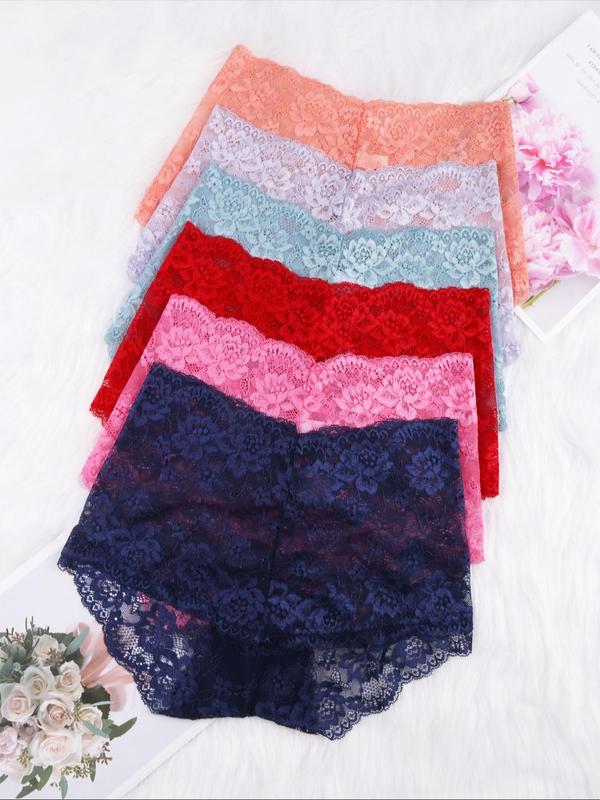 Women's Floral Lace High Waist Panty, Soft Comfy Breathable Knicker for Daily Wear, Underwear for All Seasons