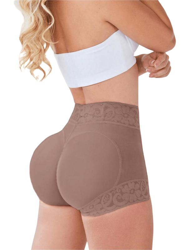 Women's Contrast Lace High Waist Shapewear Shorts, Tummy Control Butt Lifting Shapewear Bottoms, Ladies Shapewear for Daily Wear