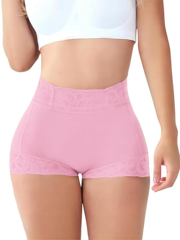 Women's Contrast Lace High Waist Shapewear Shorts, Tummy Control Butt Lifting Shapewear Bottoms, Ladies Shapewear for Daily Wear