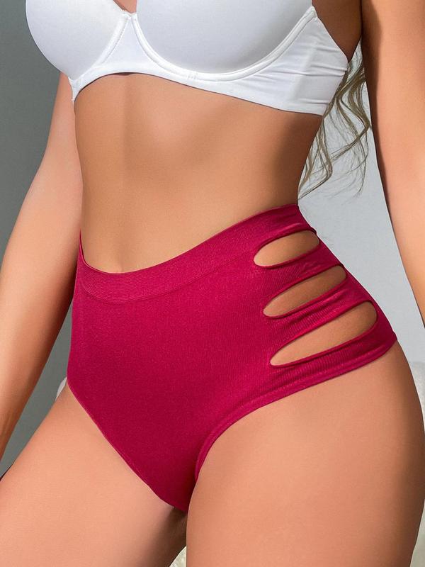 Women's Cut Out High Waist Knicker, Fashion Breathable Panty, Casual Comfy Underwear for Daily Wear