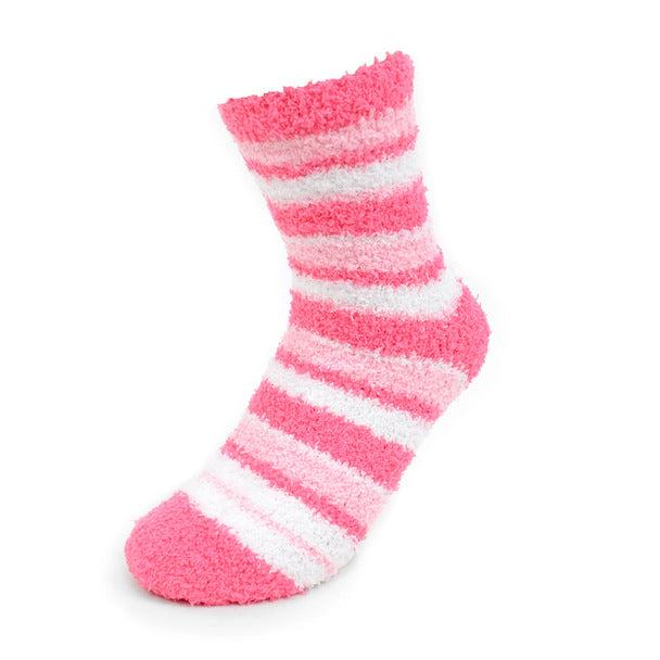 Women's Super Soft Fuzzy Warm Winter Home Sleeping Slipper Socks - Assorted 3 Pairs Stiped Warm Fuzzy Socks