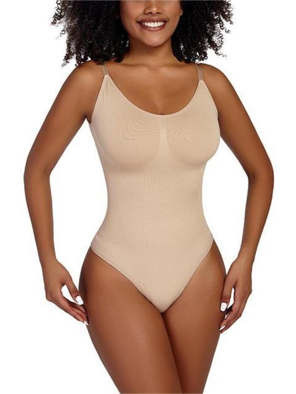 Women's Backless Sleeveless Cami Bodysuit, Casual Scoop Neck Adjustable Strap Bodysuit,  Bodysuits for Women, Comfort Minimalist Womenswear, Summer Outfits, Ladies Clothes for Daily Wear