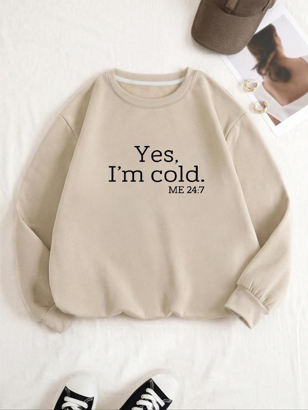 Women's Letter Print Round Neck Black Sweatshirt, Fashion Long Sleeve Crewneck Pullover for Lady Daily Casual Wear, Ladies Spring & Fall Clothes, Comfort Womenswear, Fall Clothes