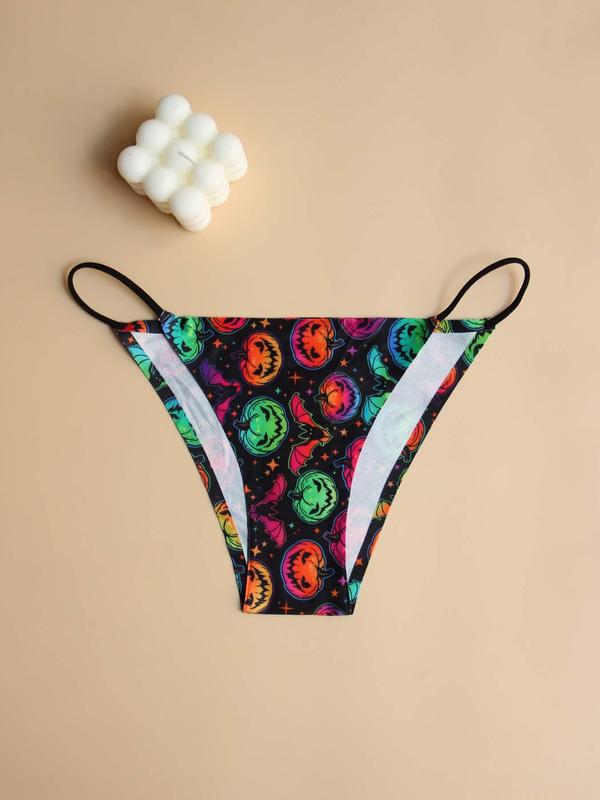 Women's Drop Waist Panties, Halloween Themed Print Casual Soft Comfy Breathable Seamless Knicker for Daily Wear, Knicker for Women, Ladies Underwear for All Seasons