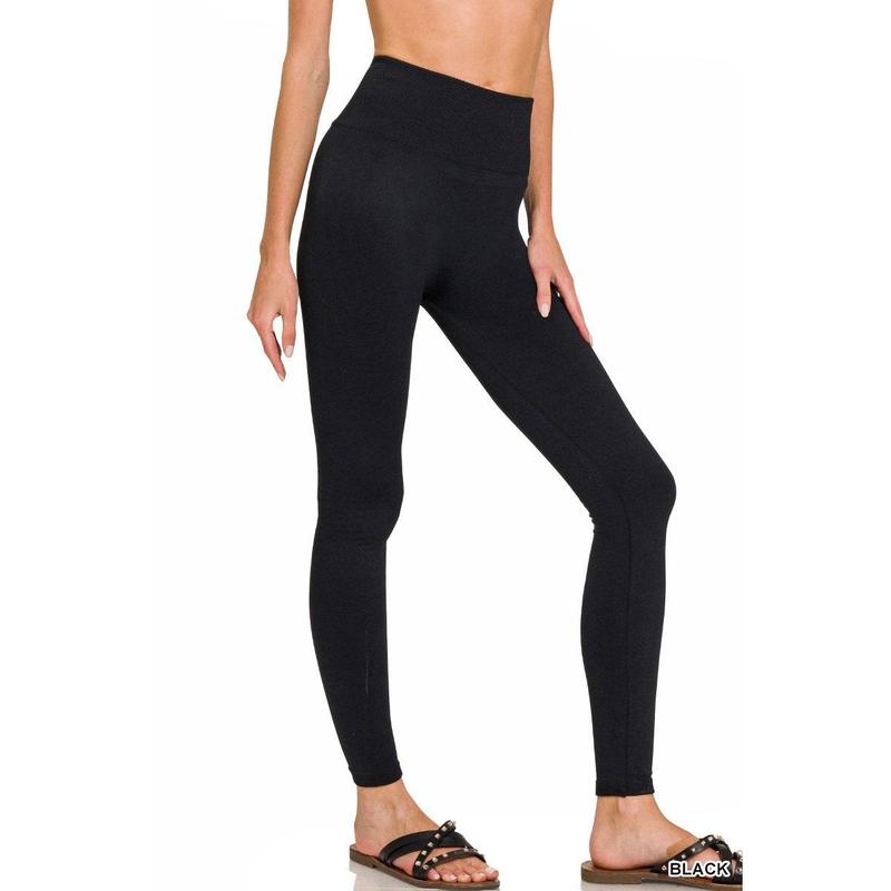 ZENANA HIGH WAIST DIAMOND SHAPE BAND FLEECE LEGGINGS
