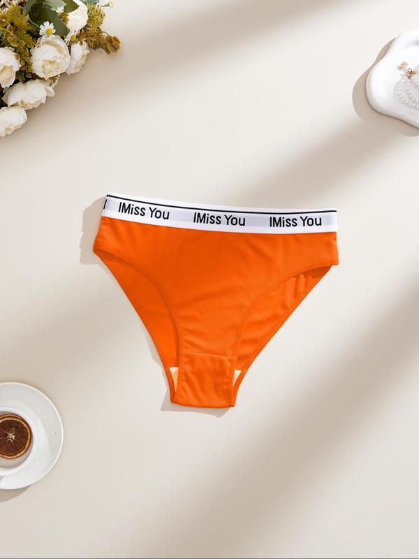 Plus Size Letter Tape Panty, Casual Comfy Breathable Knicker for Daily Wear, Women's Underwear for All Seasons