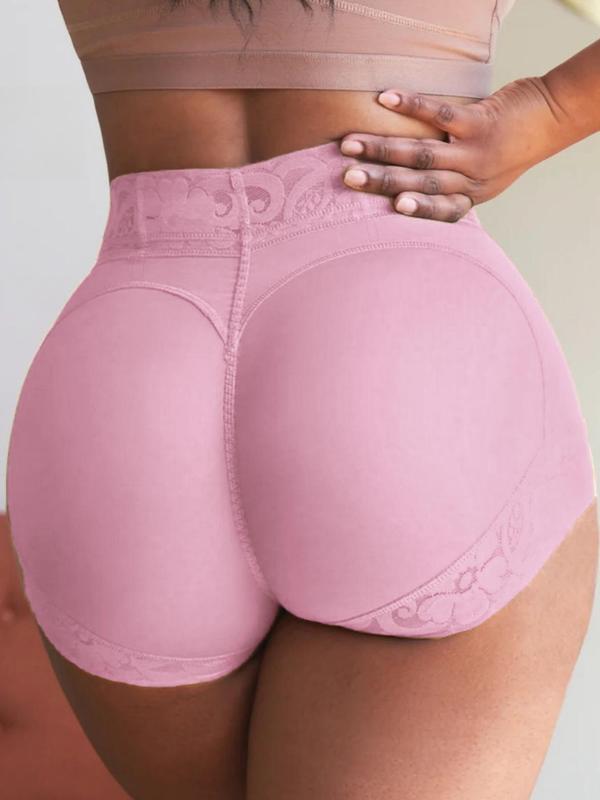 Women's Contrast Lace High Waist Shapewear Shorts, Tummy Control Butt Lifting Shapewear Bottoms, Ladies Shapewear for Daily Wear