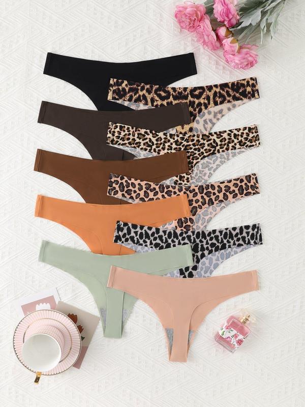 Women's Leopard Print Thong, Soft Comfy Breathable Seamless Panty for Daily Wear,  Panties for Women, Underwear for Women, Back To School Gifts, Ladies Underwear for All Seasons