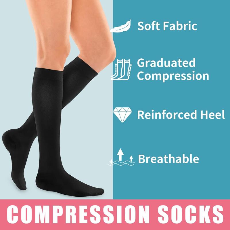 3 pairs Compression Socks 20-30 mmHg Long Socks for Women and Men Knee High Socks
