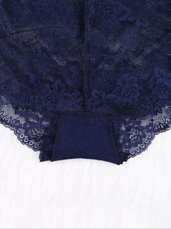 Women's Floral Lace High Waist Panty, Soft Comfy Breathable Knicker for Daily Wear, Underwear for All Seasons