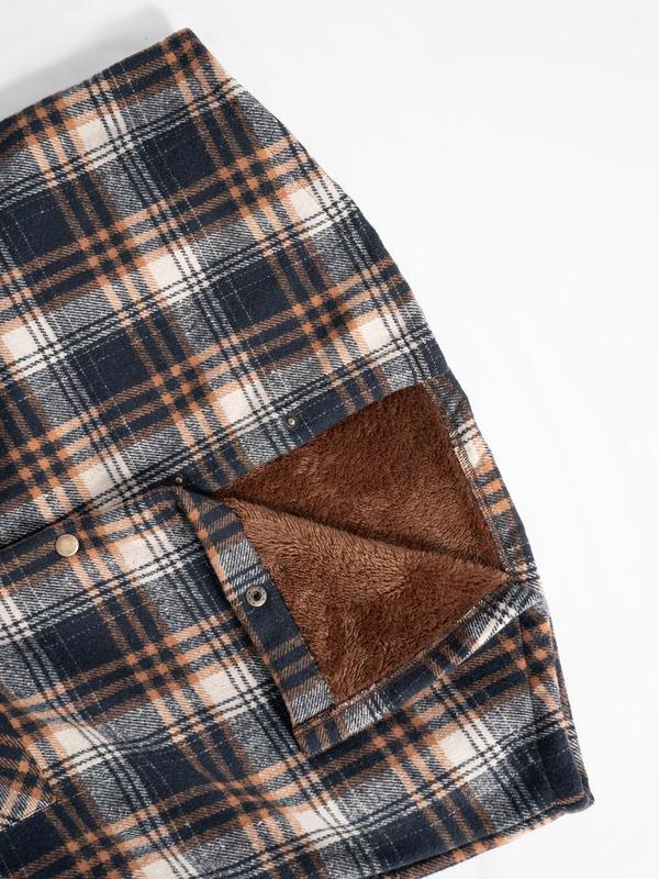 Women's Plaid Print Button Front Hooded Jacket, Casual Long Sleeve Pocket Outerwear for Fall & Winter, Ladies Clothes for Daily Wear