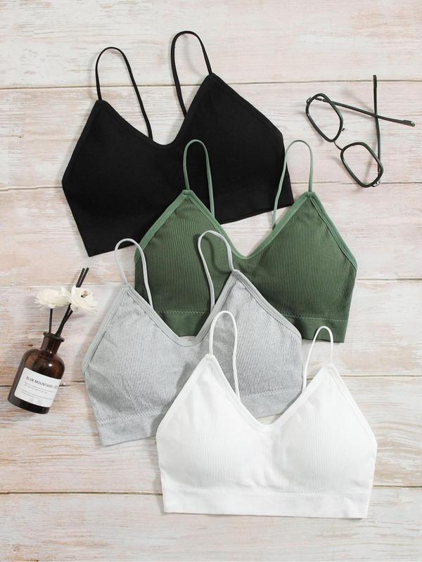 Women's Solid Removable Padded Bra, Casual Comfortable Breathable Bra for Daily Wear, Lingerie for All Seasons