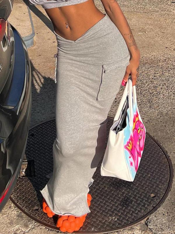 Women's Plain Dual Pocket Split Bodycon Skirt, Fashion Casual Maxi Skirt, Skirts for Women, Women's Summer Bottoms for Daily Outdoor Wear, Back To School Outfit