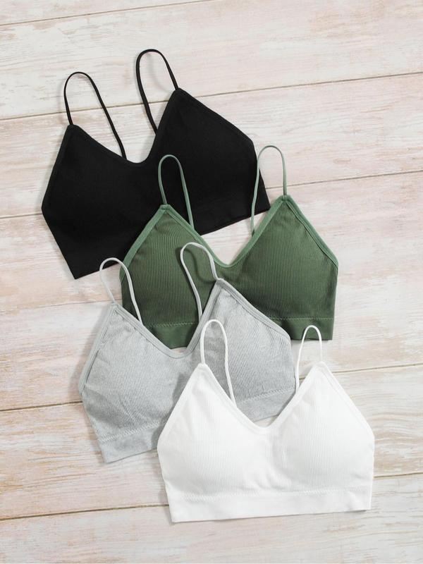 Women's Solid Removable Padded Bra, Casual Comfortable Breathable Bra for Daily Wear, Lingerie for All Seasons