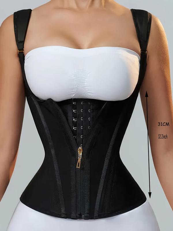 Women's Solid Zipper Waist Trainer, Adjustable Hook & Eye Closure Tummy Control Shaper, Waist Cincher for Women, Ladies Shapewear for Daily Wear, Gym Clothing Sexy