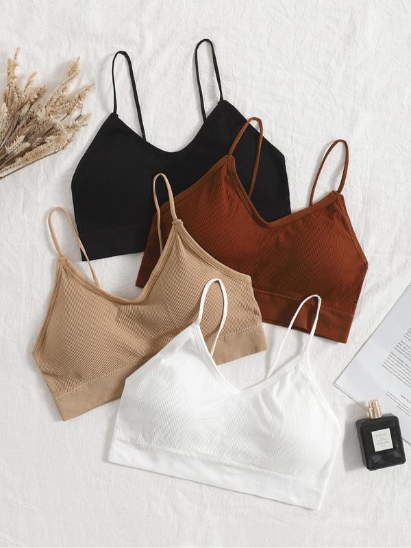 Women's Solid Removable Padded Bra, Casual Comfortable Breathable Bra for Daily Wear, Lingerie for All Seasons