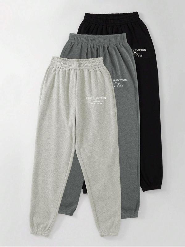 Women's Letter Print Elastic Waist Jogger Pants, Casual Comfy Trousers for Daily Wear, Ladies Bottoms for All Seasons