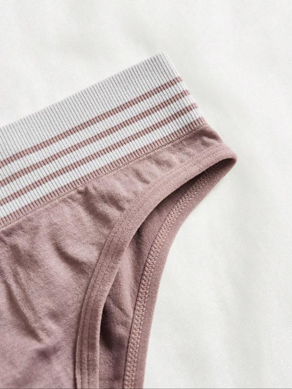 Women's Colorblock Striped Tape Bra & Panty Set, Adjustable Strap Wireless Bra & Panty Set, Soft Comfy Breathable Underwear Set for Women