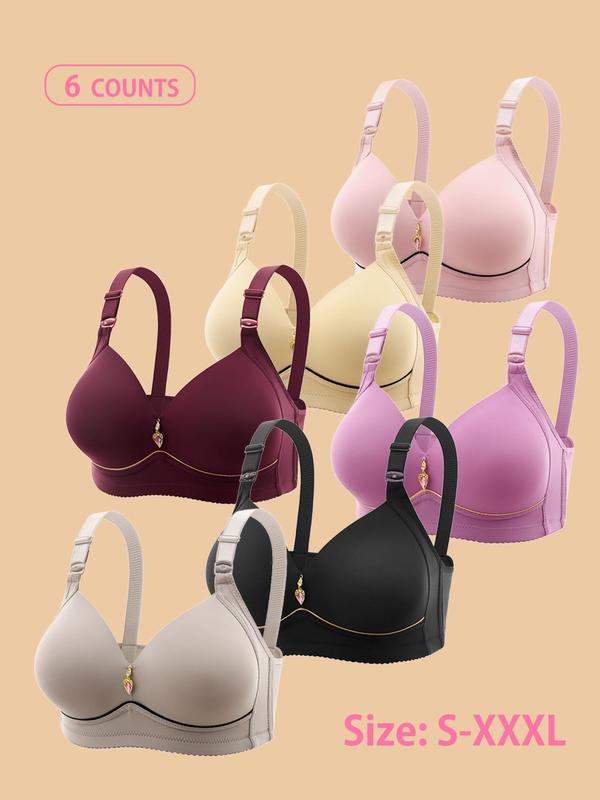 Women's Solid Wireless Bralette, Comfortable Breathable Adjustable Strap Bra, Soft Lingerie for All Seasons