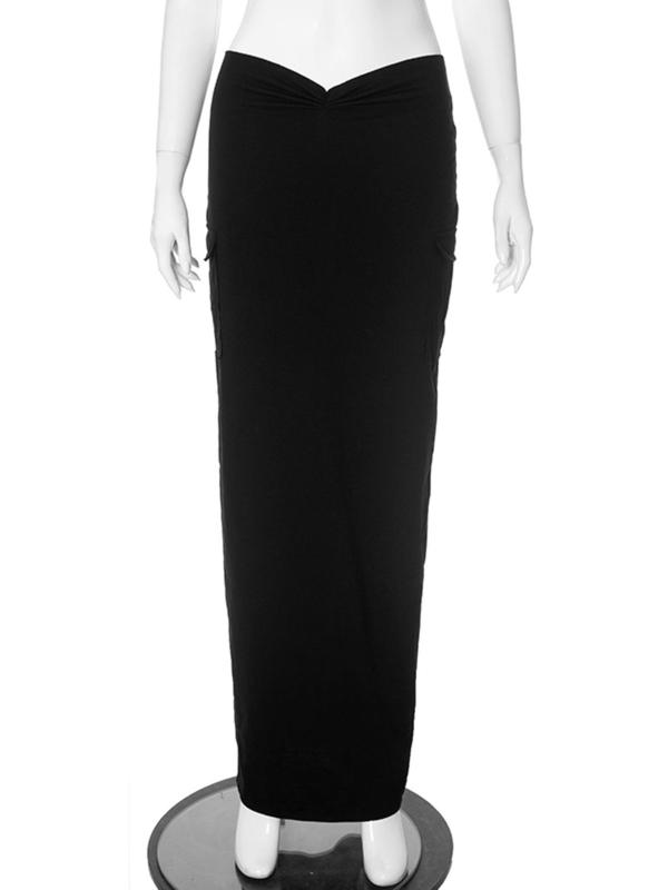 Women's Plain Dual Pocket Split Bodycon Skirt, Fashion Casual Maxi Skirt, Skirts for Women, Women's Summer Bottoms for Daily Outdoor Wear, Back To School Outfit