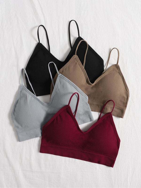 Women's Solid Removable Padded Bra, Casual Comfortable Breathable Bra for Daily Wear, Lingerie for All Seasons