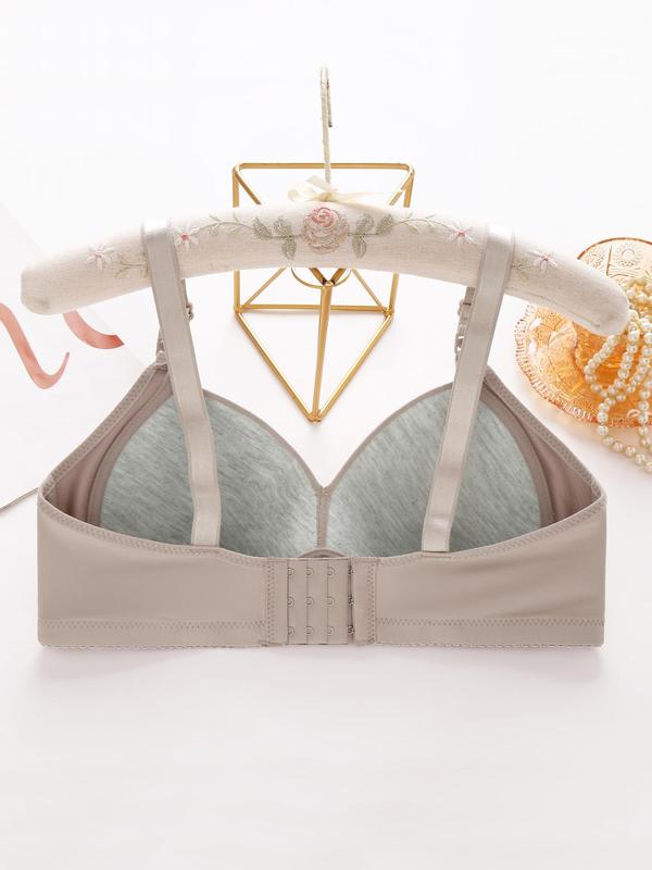 Women's Solid Wireless Bralette, Comfortable Breathable Adjustable Strap Bra, Soft Lingerie for All Seasons