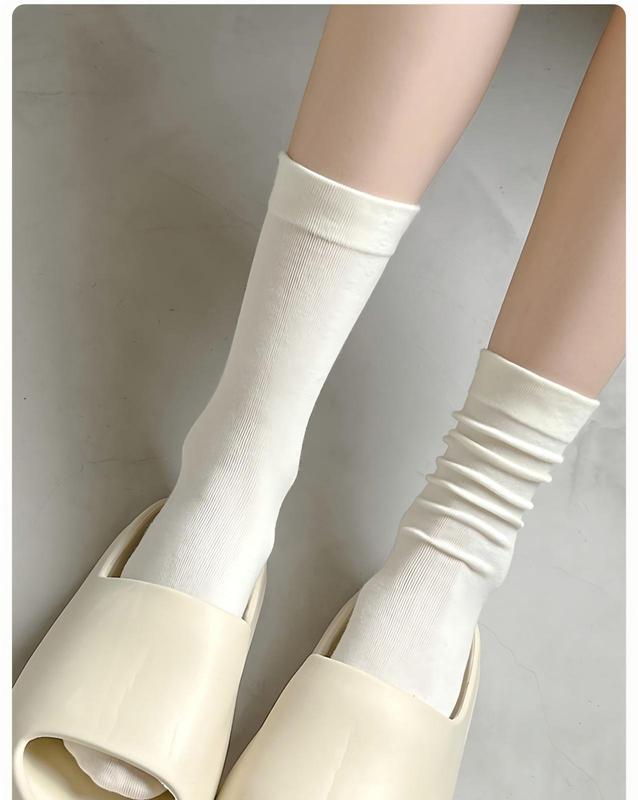 Women's Solid Crew Socks, Baggy Socks, Multi-pack Basic Soft Comfy Breathable Cozy Midcalf Socks for Daily Wear, Socks for Women, Comfort Casual Womenswear, Lady's Fall & Winter Socks & Hosiery, Minimalist Fall Winter Clothes