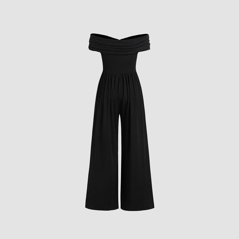 Cider [3 colors, size 0-26] Off-shoulder Criss Cross Jumpsuit