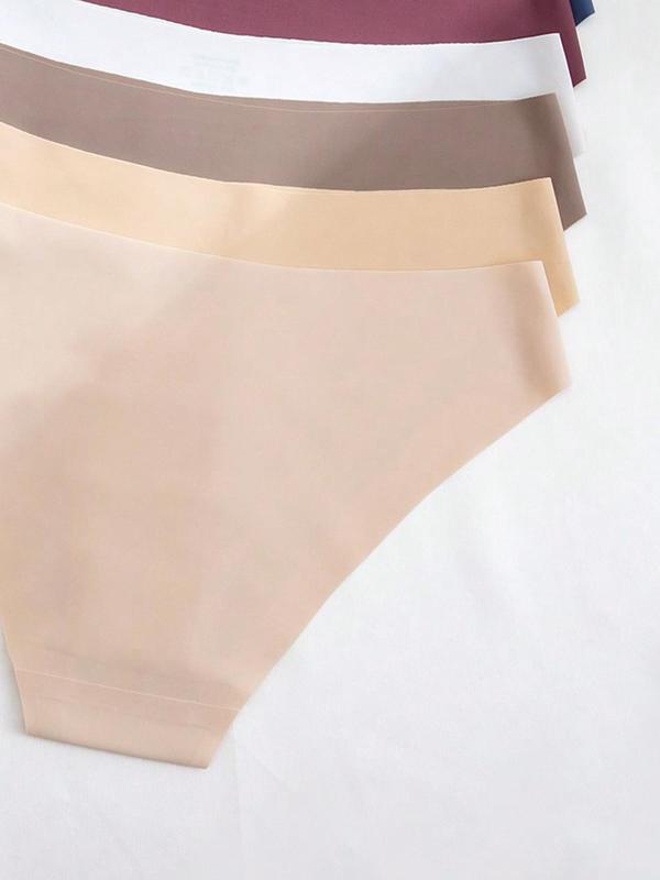 Women's 12pcs Solid Color Seamless Knicker, Soft Comfy Breathable Panty for Daily Wear, Women's Underwear for Summer