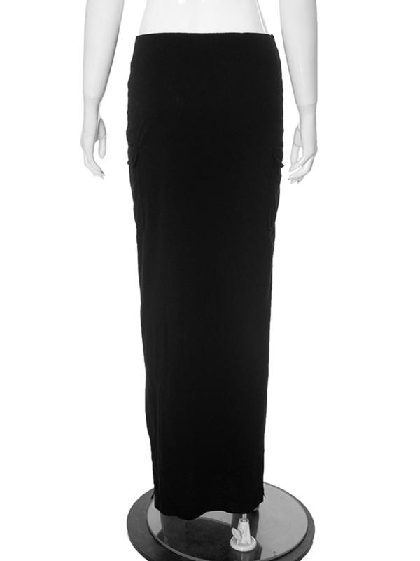 Women's Plain Dual Pocket Split Bodycon Skirt, Fashion Casual Maxi Skirt, Skirts for Women, Women's Summer Bottoms for Daily Outdoor Wear, Back To School Outfit