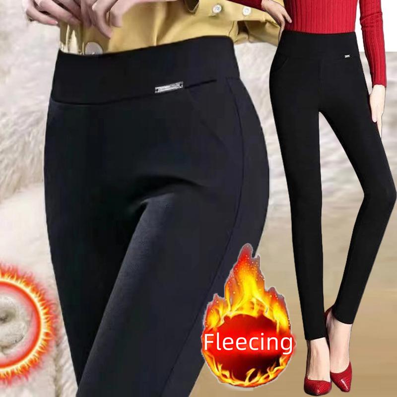 Thick&Thin Fleece Autumn Winter Office Lady Pants OL Women Black Trousers Slim Fit All-Match Femal Basic Pencil Pants Casual